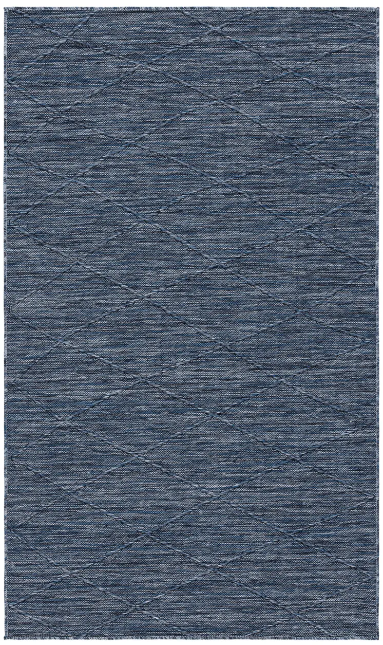 3' X 5' Navy Blue And Ivory Geometric Indoor Outdoor Area Rug