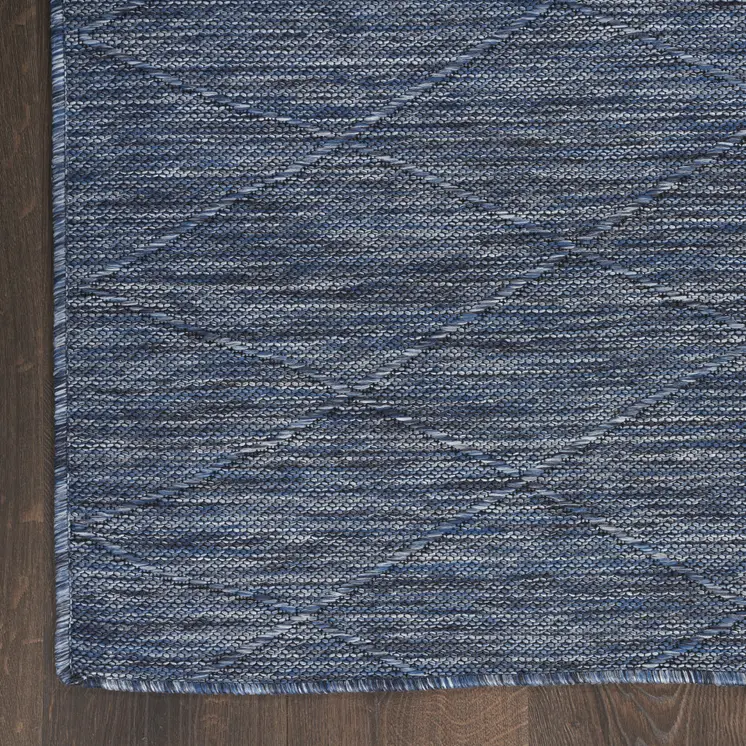3' X 5' Navy Blue And Ivory Geometric Indoor Outdoor Area Rug