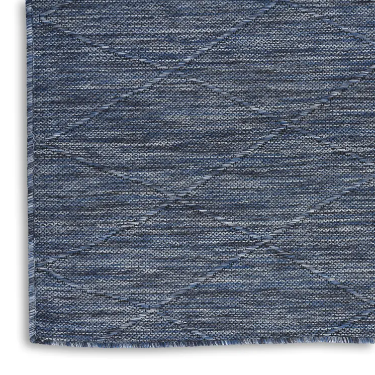 3' X 5' Navy Blue And Ivory Geometric Indoor Outdoor Area Rug