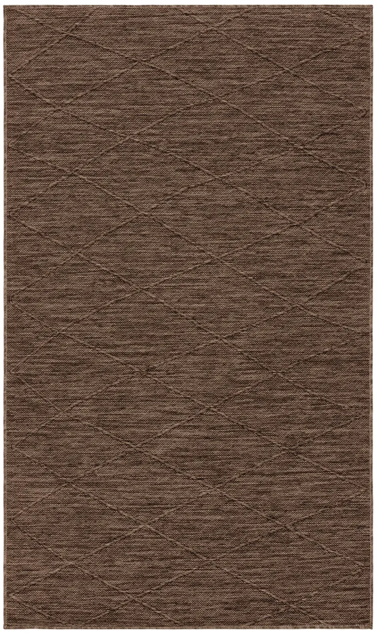 3' X 5' Dark Brown And Brown Geometric Indoor Outdoor Area Rug
