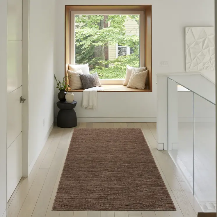 3' X 5' Dark Brown And Brown Geometric Indoor Outdoor Area Rug