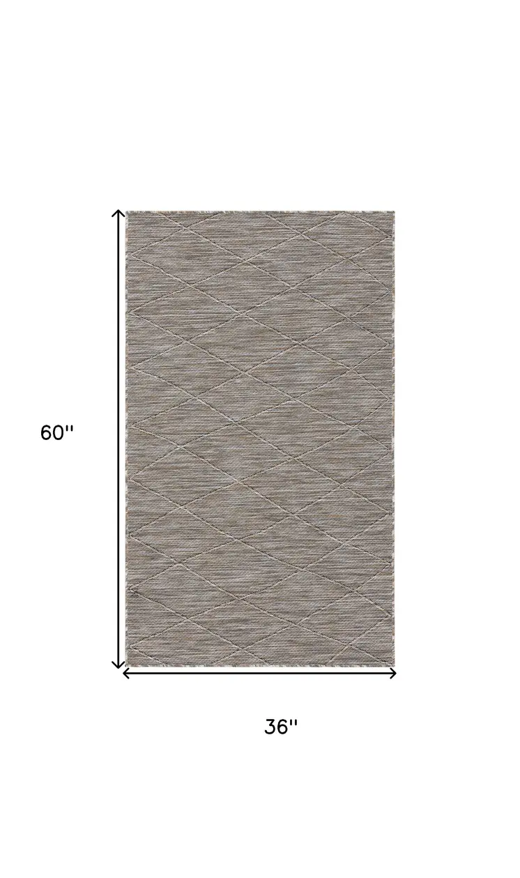 3' X 5' Gray And Light Gray Geometric Indoor Outdoor Area Rug