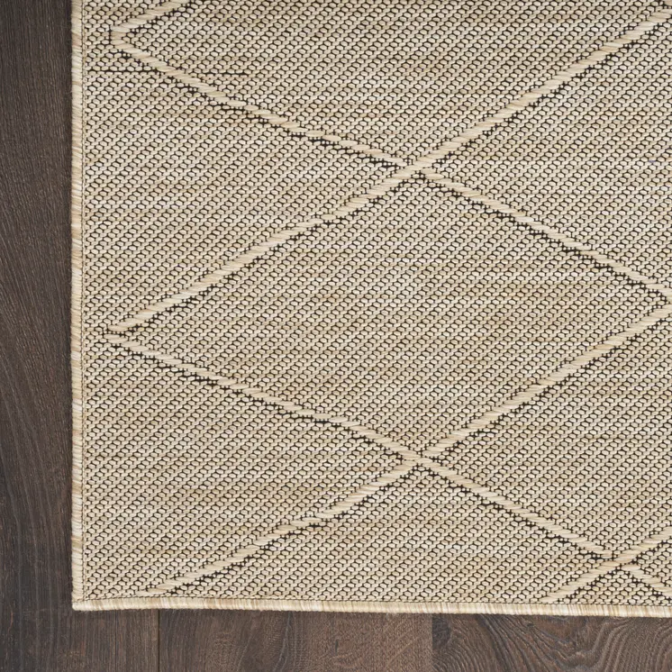 3' X 5' Natural And Light Brown Geometric Indoor Outdoor Area Rug