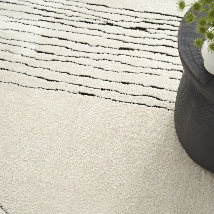 4' X 6' Ivory and Black Abstract Geometric Area Rug