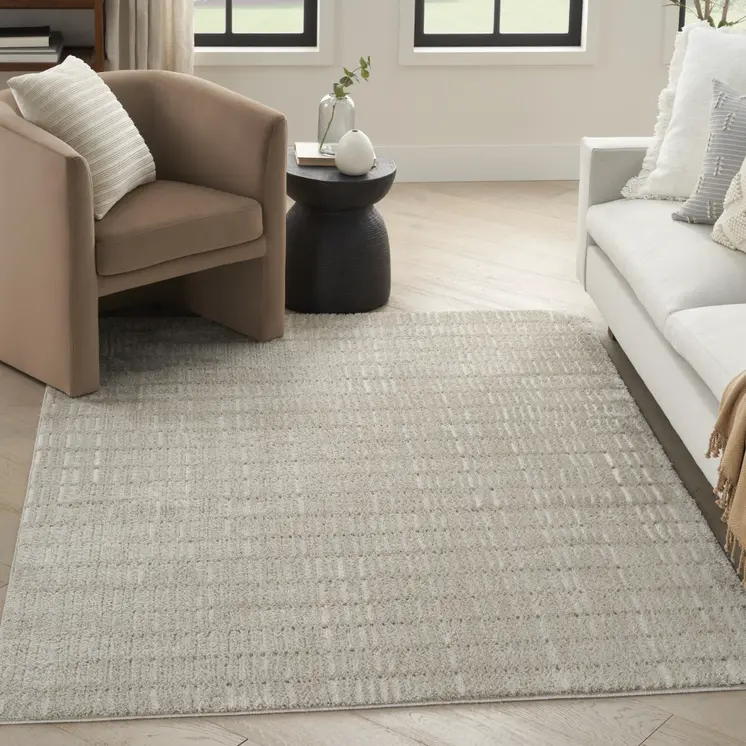 8' X 10' Ivory and Gray Geometric Area Rug