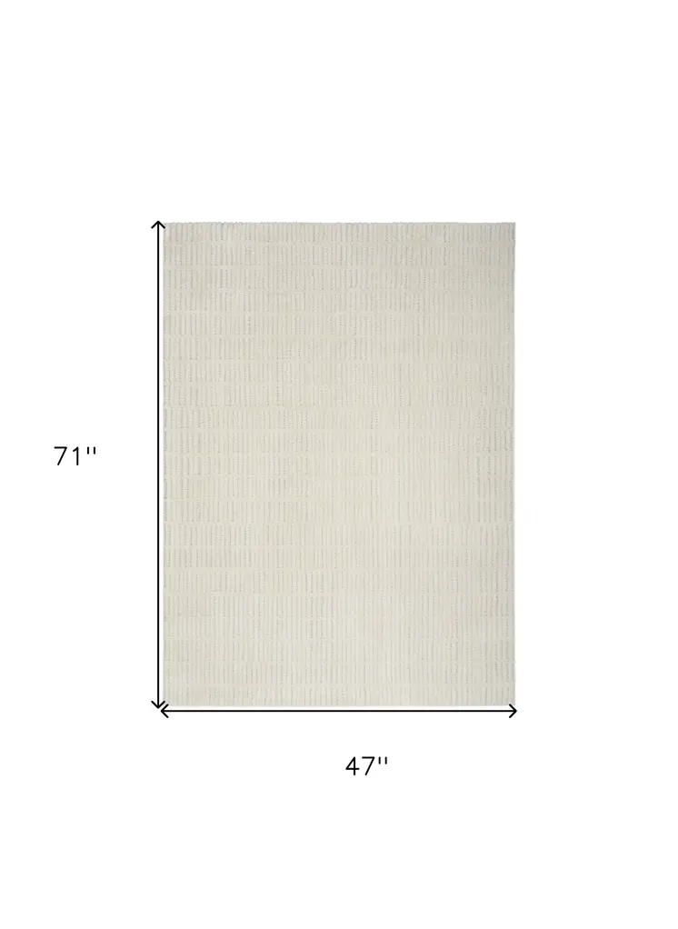 4' X 6' Ivory and Gray Geometric Area Rug