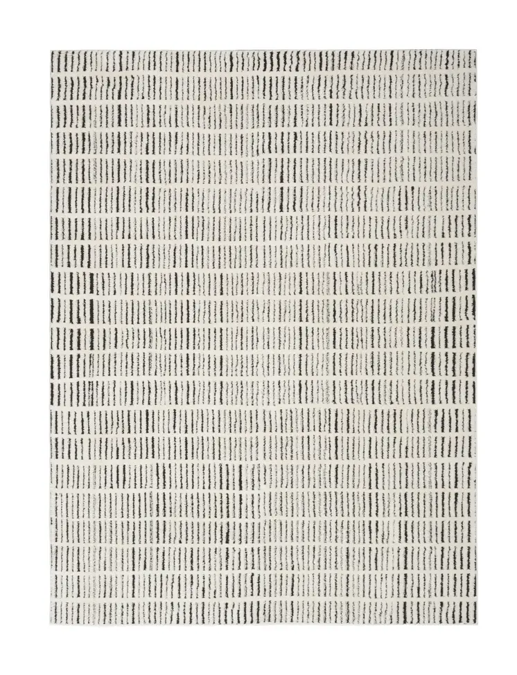 4' X 6' Ivory and Black Geometric Area Rug