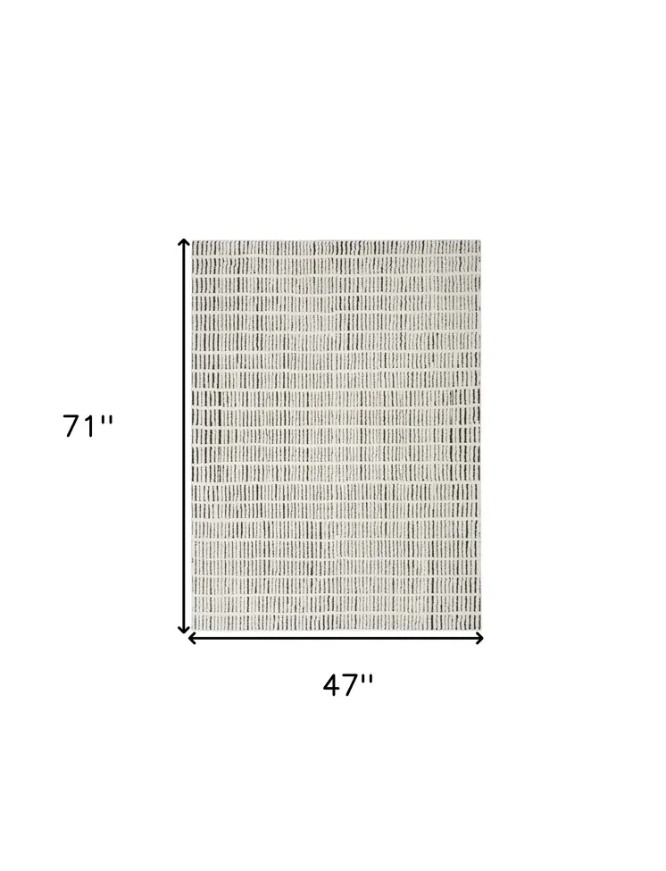 4' X 6' Ivory and Black Geometric Area Rug