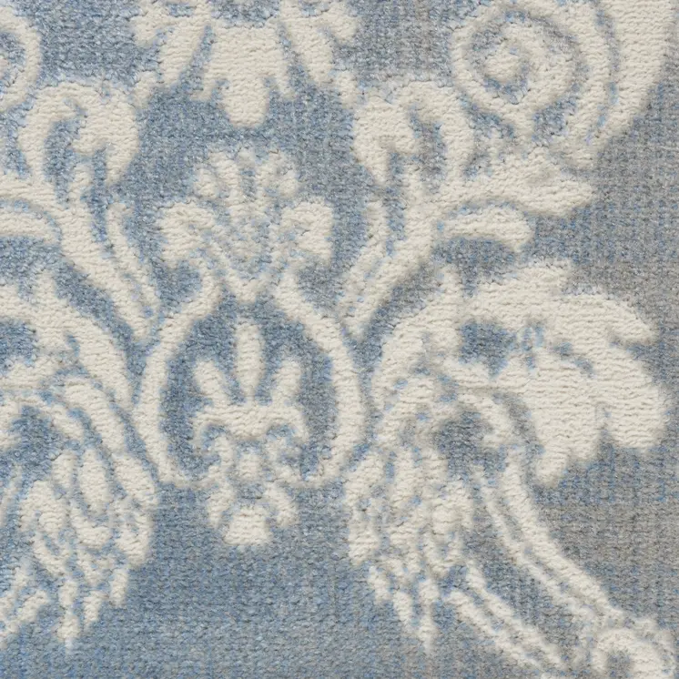 8' Blue And Yellow Oriental Runner Rug