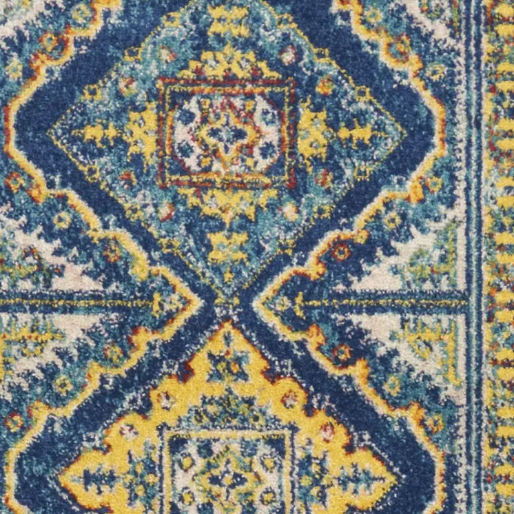 8' Blue Geometric Runner Rug