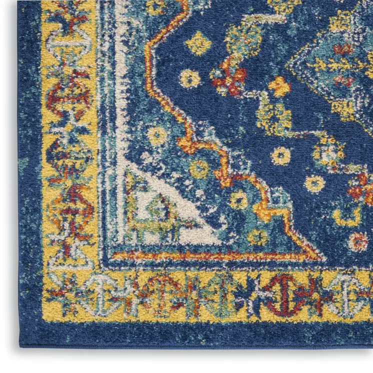 4' X 6' Blue And Yellow Oriental Area Rug