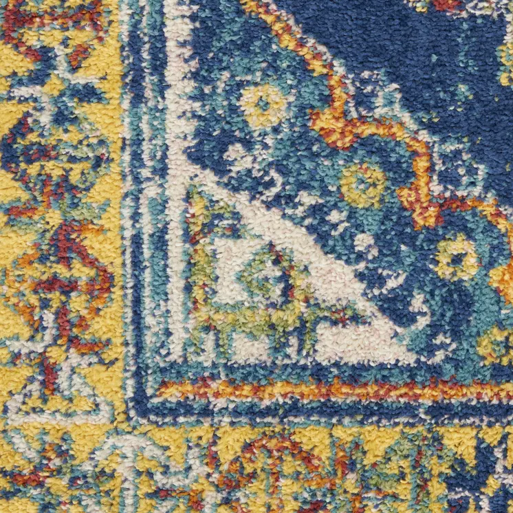 4' X 6' Blue Geometric Power Loom Area Rug
