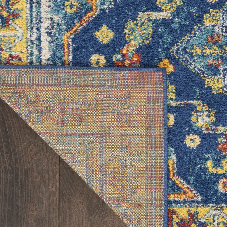 4' X 6' Blue Geometric Power Loom Area Rug