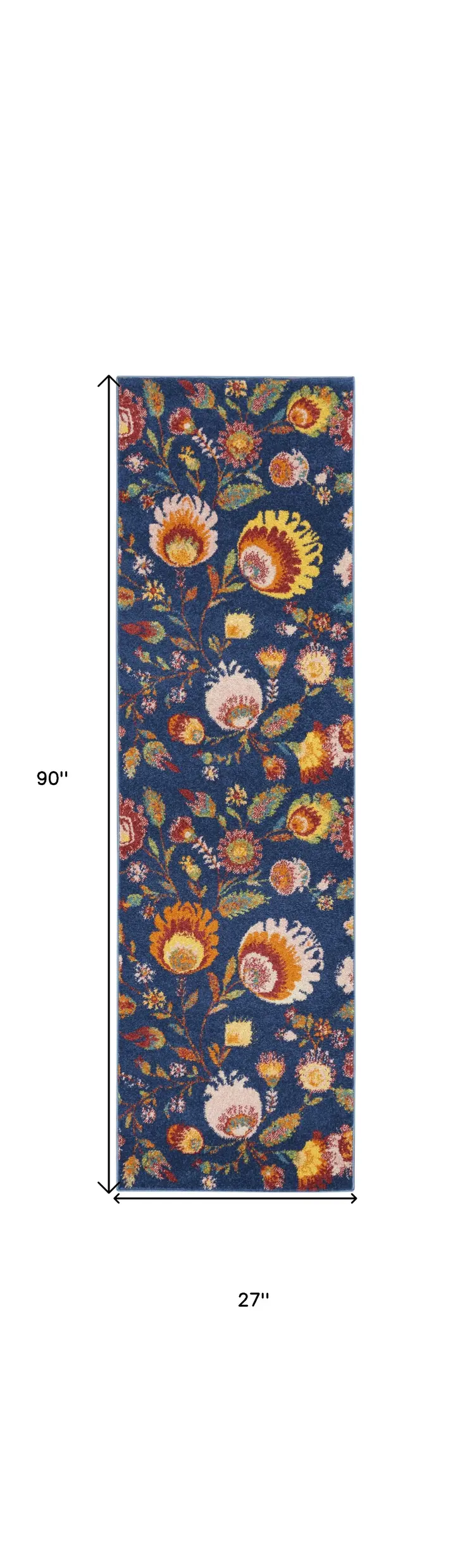 8' Orange And Red Floral Runner Rug