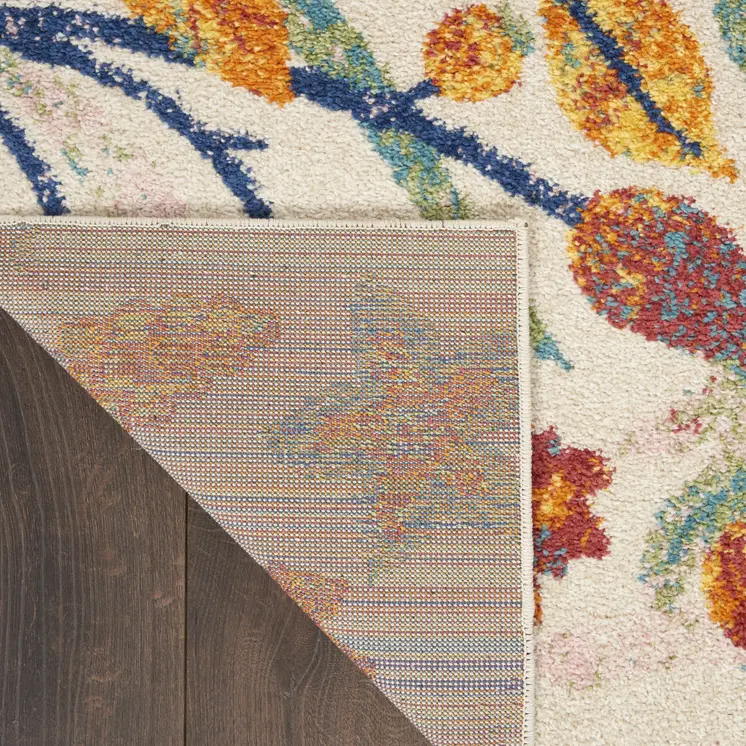 4' X 6' Orange and Ivory Floral Power Loom Area Rug