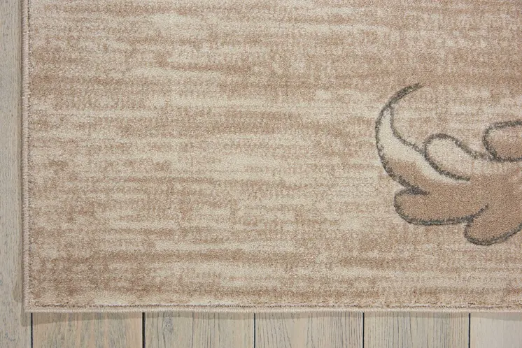 4' X 6' Tan Black and Ivory Damask Area Rug