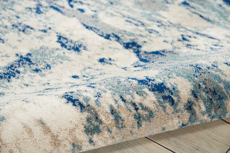 4' X 6' Ivory Blue and Slate Gray Abstract Area Rug