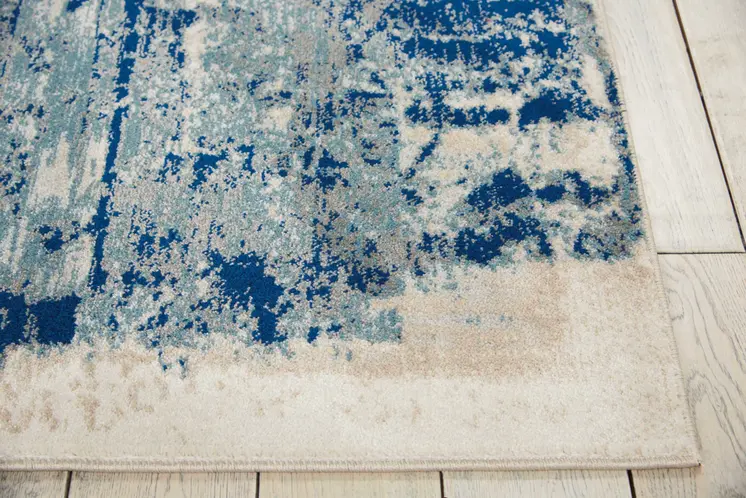 4' X 6' Ivory Blue and Slate Gray Abstract Area Rug