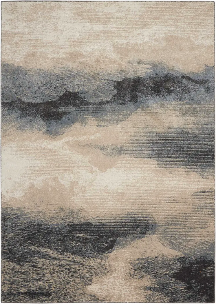 4' X 6' Gray Black and Beige Abstract Area Rug