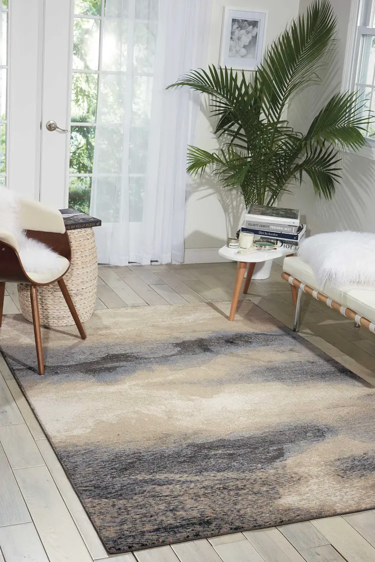 4' X 6' Gray Black and Beige Abstract Area Rug