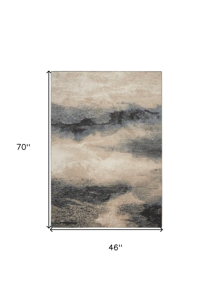 4' X 6' Gray Black and Beige Abstract Area Rug