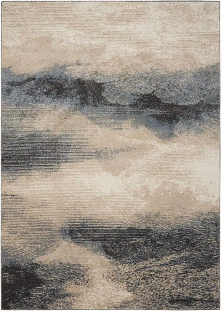 4' X 6' Gray Black and Beige Abstract Area Rug