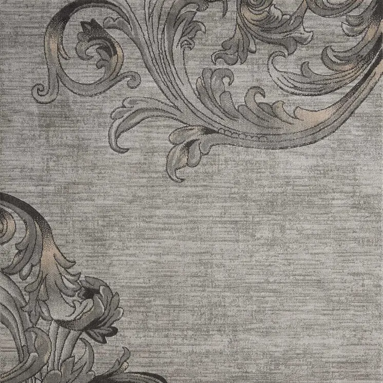 4' X 6' Graphite and Black Floral Vines Area Rug