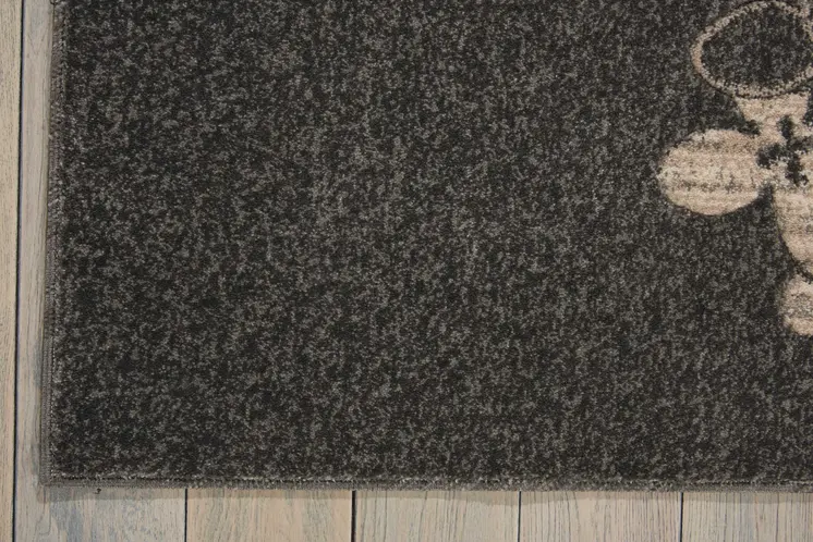 4' X 6' Beige and Charcoal Floral Area Rug