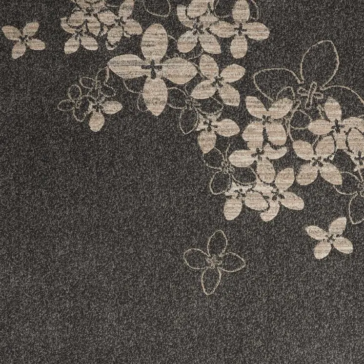 4' X 6' Beige and Charcoal Floral Area Rug