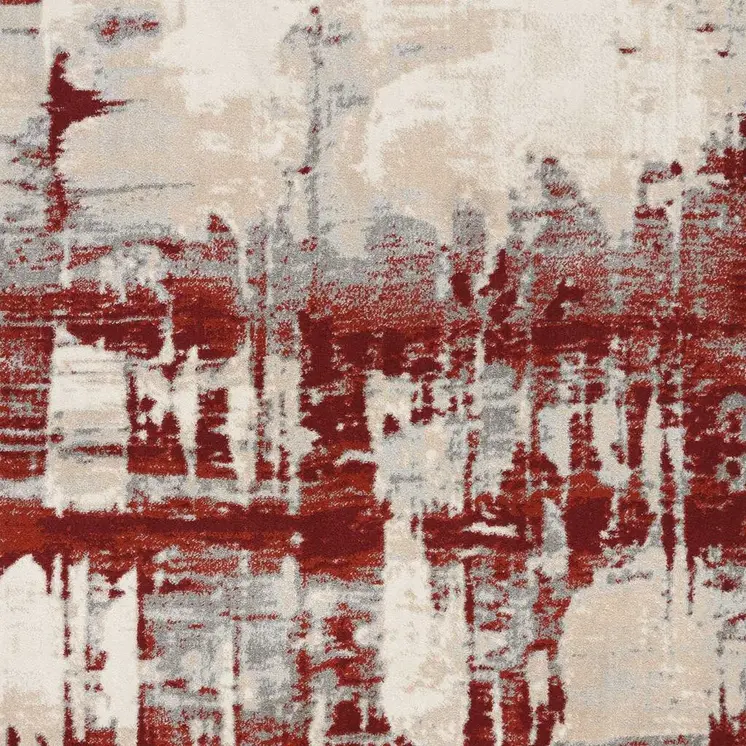 4' X 6' Ivory Red and Gray Abstract Area Rug