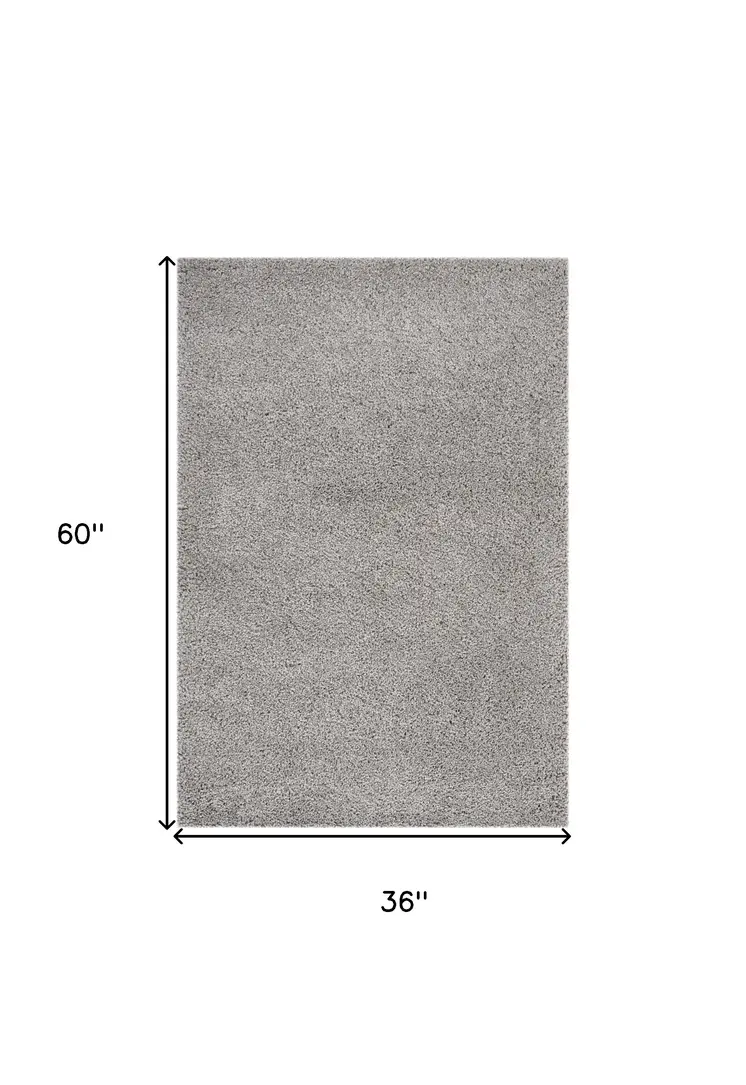 3' X 5' Gray Shag Distressed Area Rug