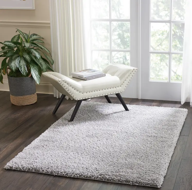 3' X 5' Gray Shag Distressed Area Rug