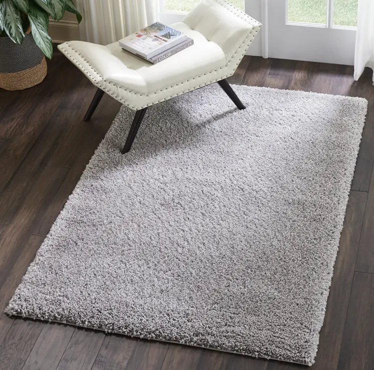 3' X 5' Gray Shag Distressed Area Rug