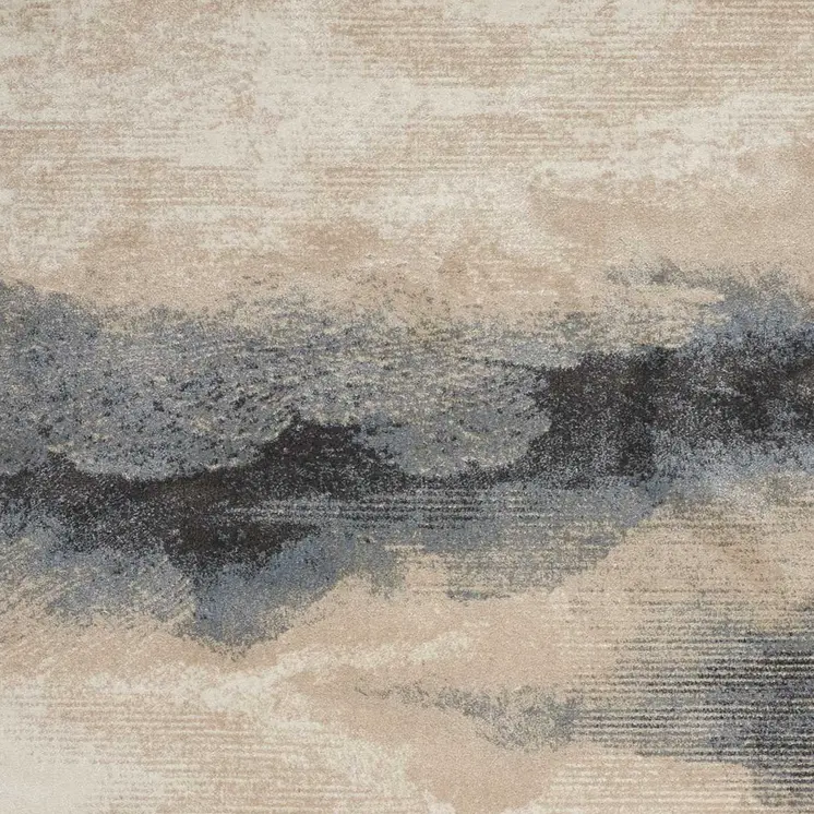 2' X 4' Gray Black and Beige Abstract Area Rug
