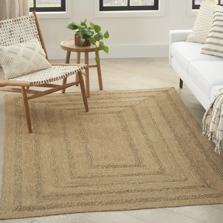 5' X 7' Natural And Brown Handmade Indoor Outdoor Area Rug