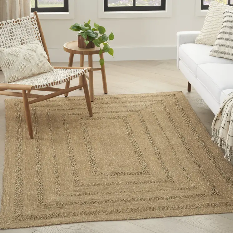 5' X 7' Natural And Brown Handmade Indoor Outdoor Area Rug