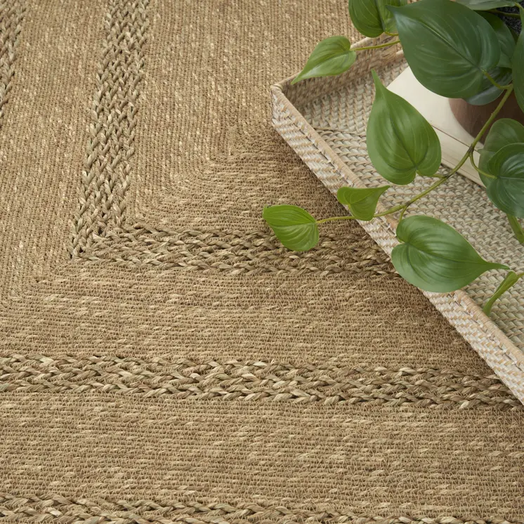 4' X 6' Natural And Brown Handmade Indoor Outdoor Area Rug