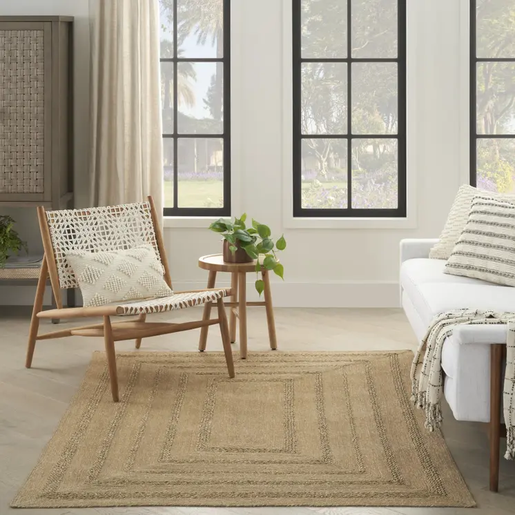 4' X 6' Natural And Brown Handmade Indoor Outdoor Area Rug