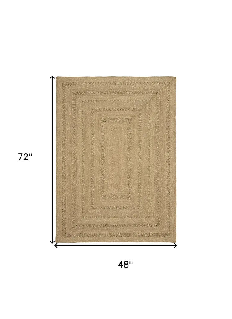4' X 6' Natural And Brown Handmade Indoor Outdoor Area Rug
