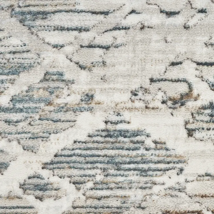8' Ivory Black and Gray Abstract Non Skid Runner Rug