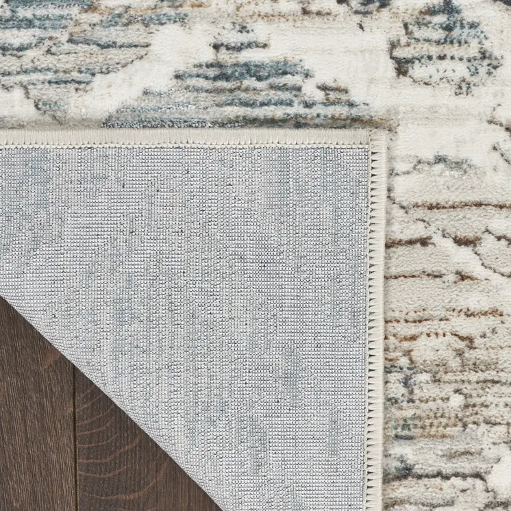 8' Ivory Black and Gray Abstract Non Skid Runner Rug