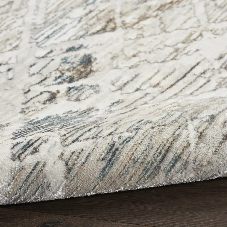 8' Ivory Black and Gray Abstract Non Skid Runner Rug