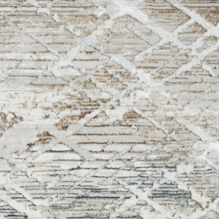8' Ivory Black and Gray Abstract Non Skid Runner Rug