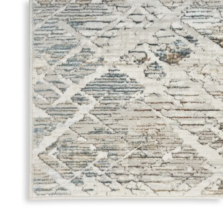 4' X 6' Ivory Black and Gray Abstract Non Skid Area Rug