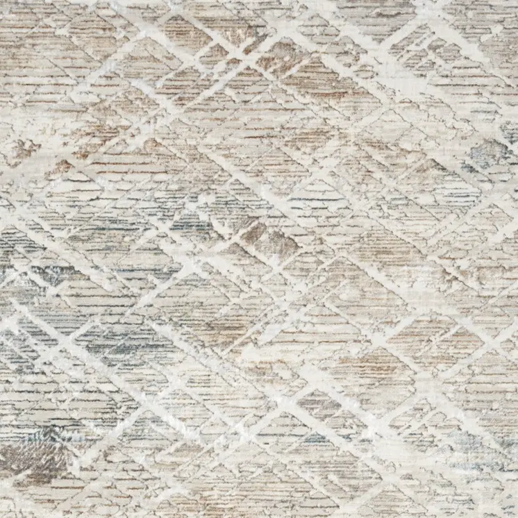 4' X 6' Ivory Black and Gray Abstract Non Skid Area Rug