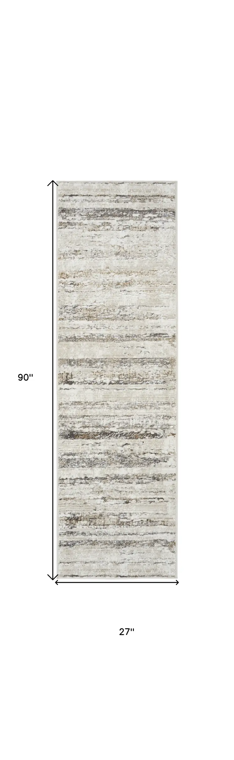 8' Cream and Gray Abstract Non Skid Runner Rug