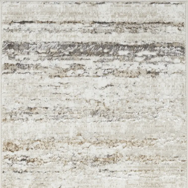 8' Cream and Gray Abstract Non Skid Runner Rug