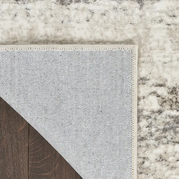4' X 6' Cream and Gray Abstract Non Skid Area Rug