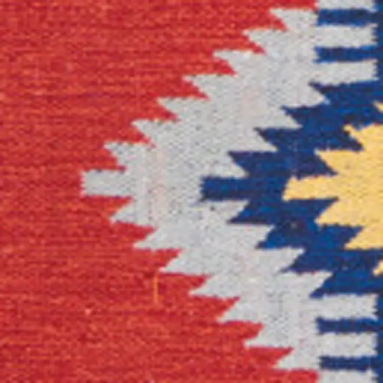 7' X 10' Blue Southwestern Handmade Area Rug With Fringe