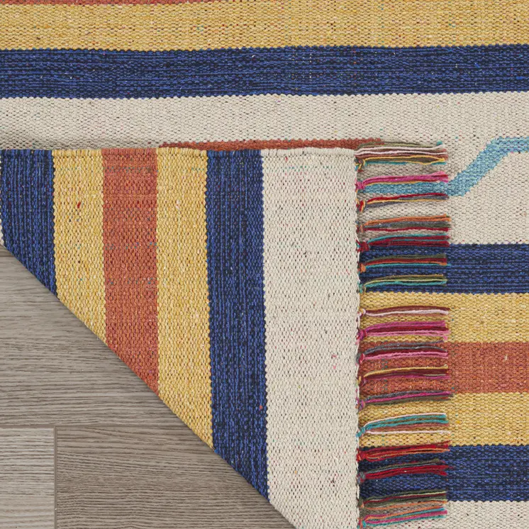 8' X 10' Ivory Southwestern Handmade Area Rug With Fringe
